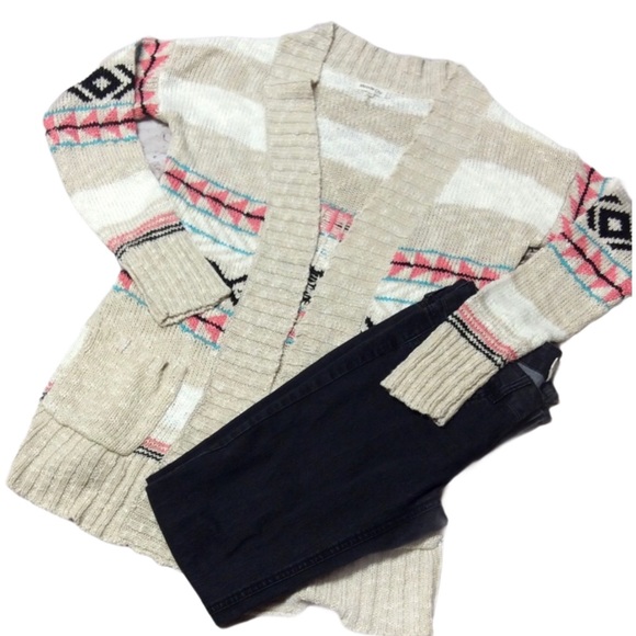 Miracle City Sweaters - GORGEOUS AZTEC PRINT OPEN FRONT CARDIGAN